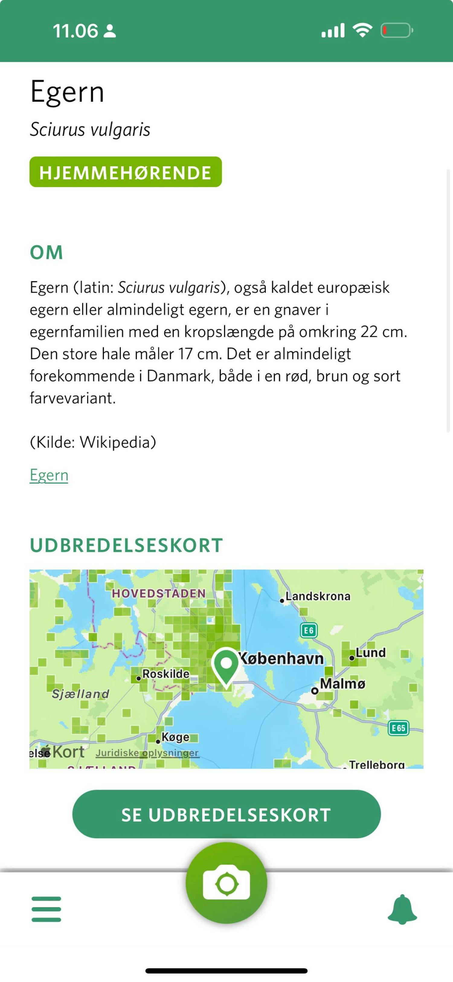 Få fakta om de dyr, der er set i dit nærområde og se på et kort, hvor de er observeret. Så på et kort, hvor dyr er observeret og få fakta om dem.